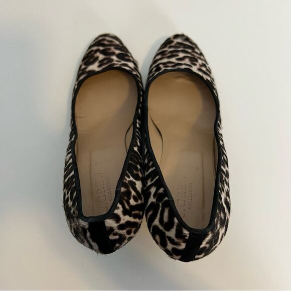 J Crew Wedge Heels Womens 8.5 Calf Hair Leopard Martina Slip On Shoes Italy - Picture 7 of 14